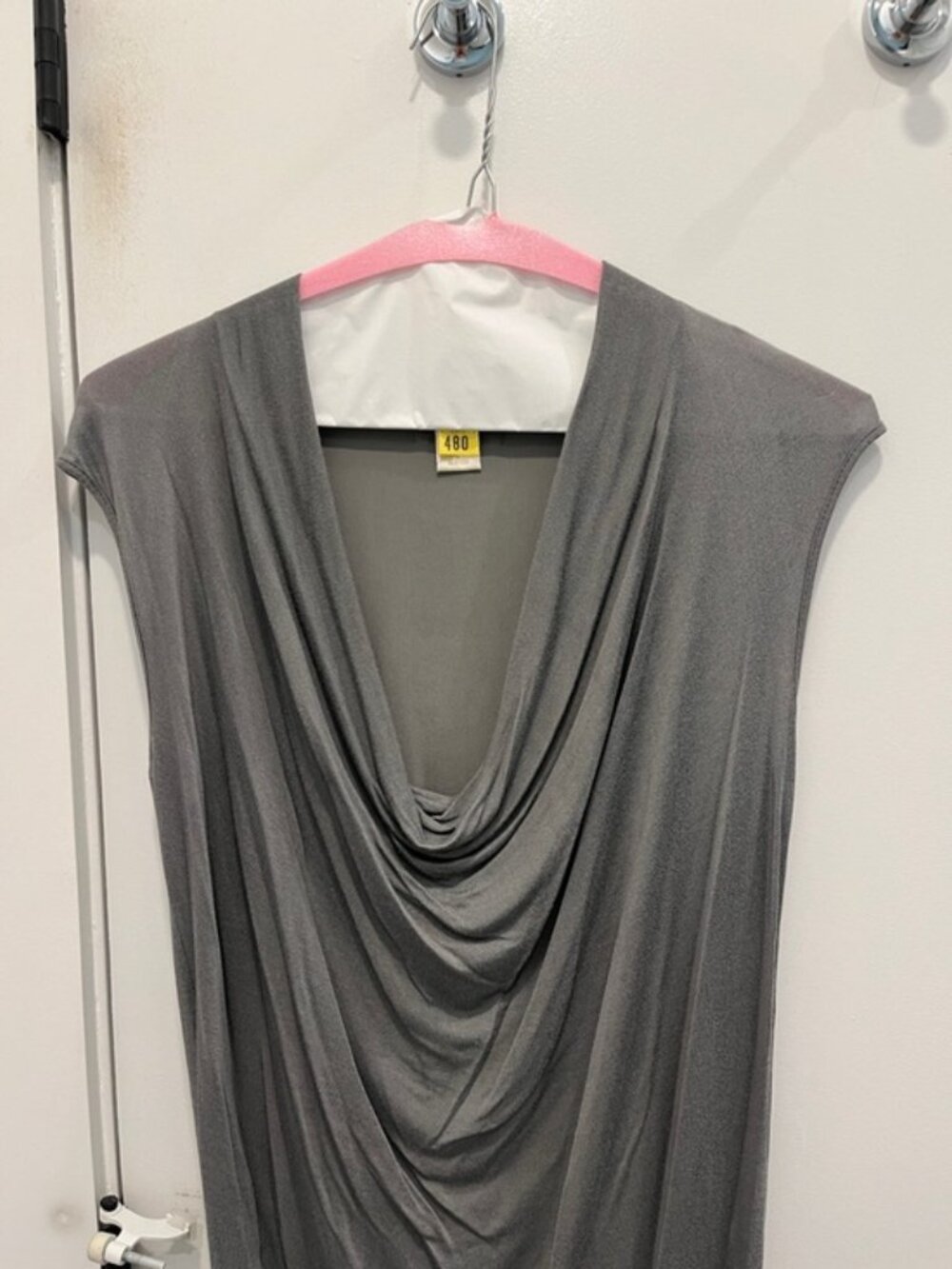 Goldhawk Draped Cowl Neck Midi Dress in Grey - Picture 8 of 8